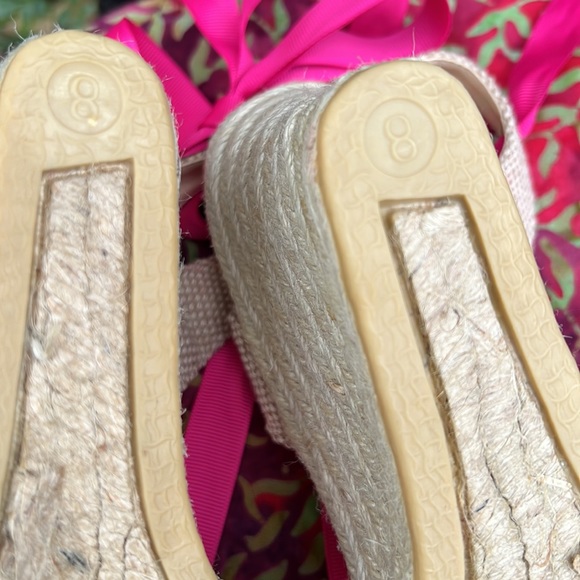 Talbots Pink Ankle Wrap Espadrille Wedge Sandals - Picture 11 of 17